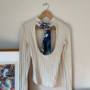 Free people open back tie scarf turtleneck